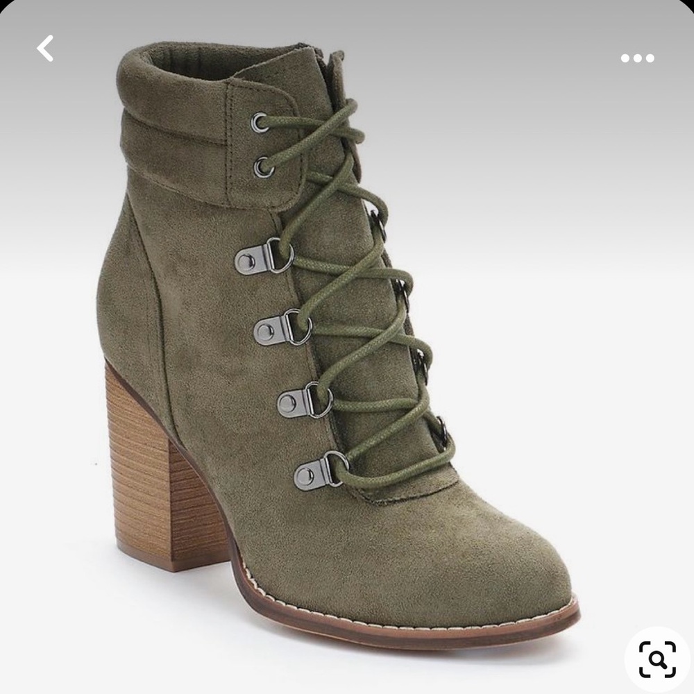 Candies Olive Lace Up Booties